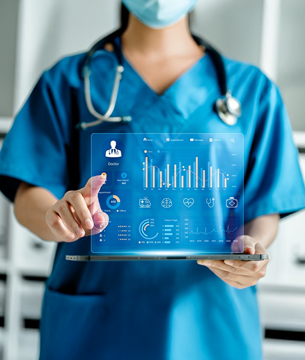 Healthcare professional using digital health interface