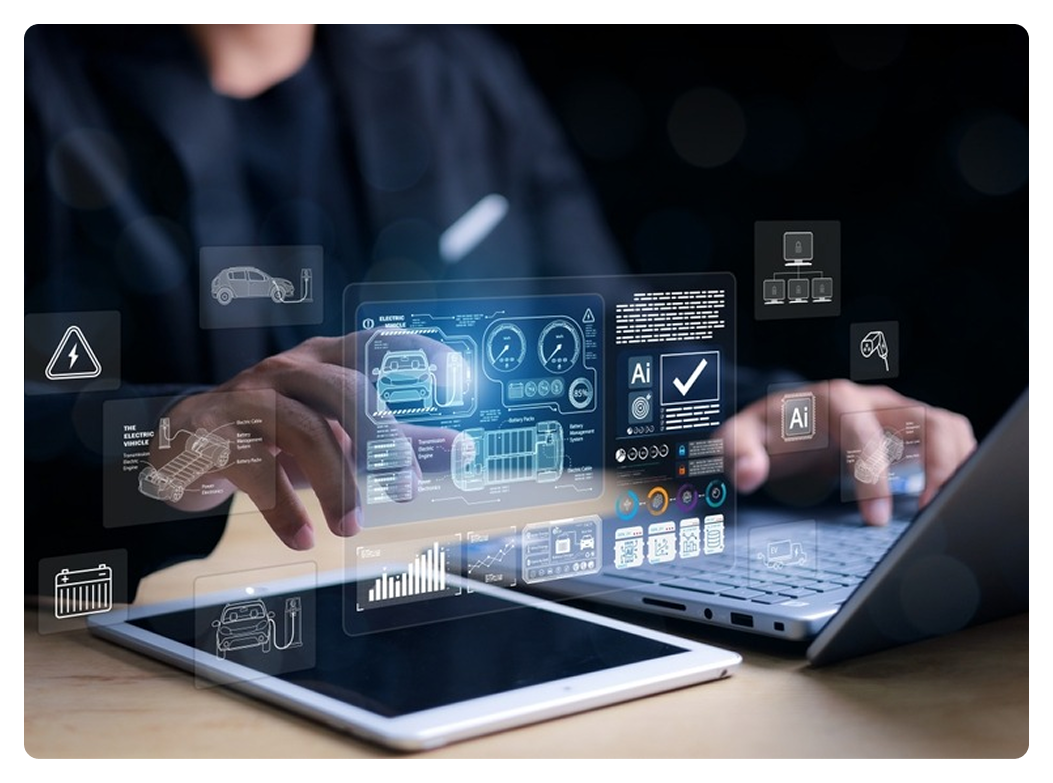 Digital dashboard interfaces on tablet and laptop