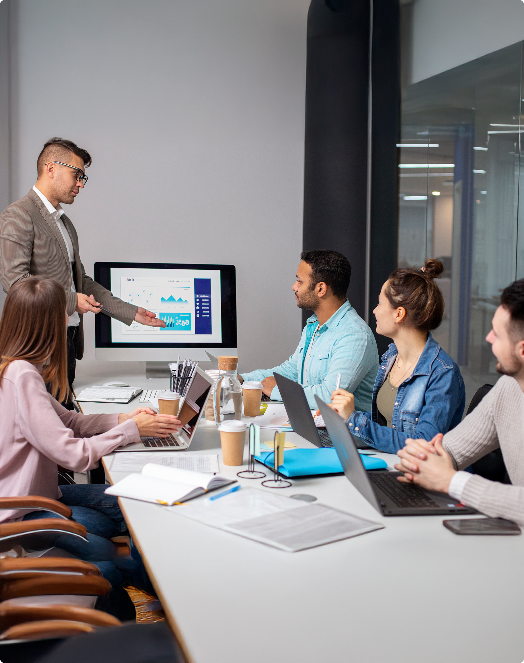 Executive presentation in a modern conference room