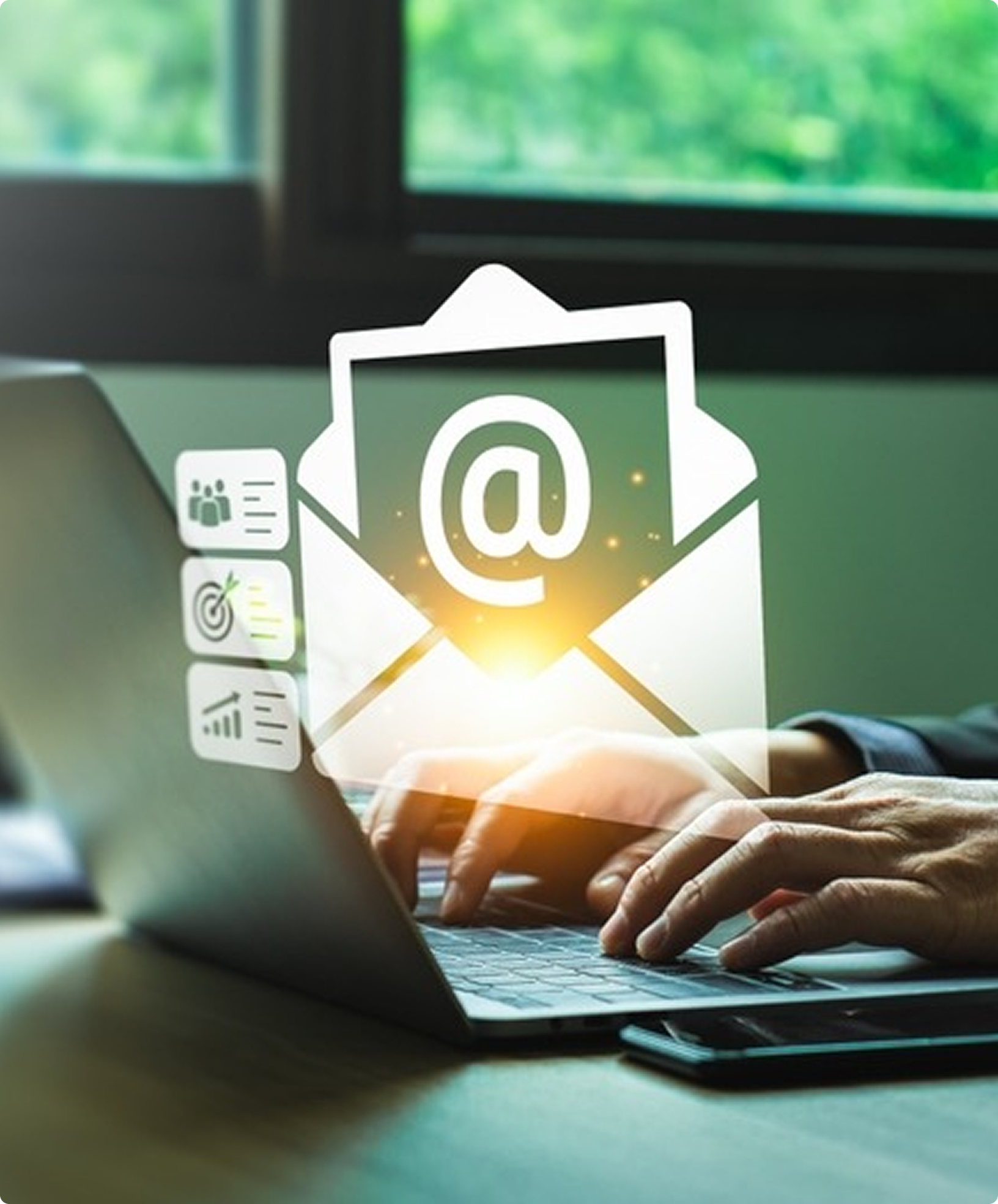 Laptop with email overlay icon